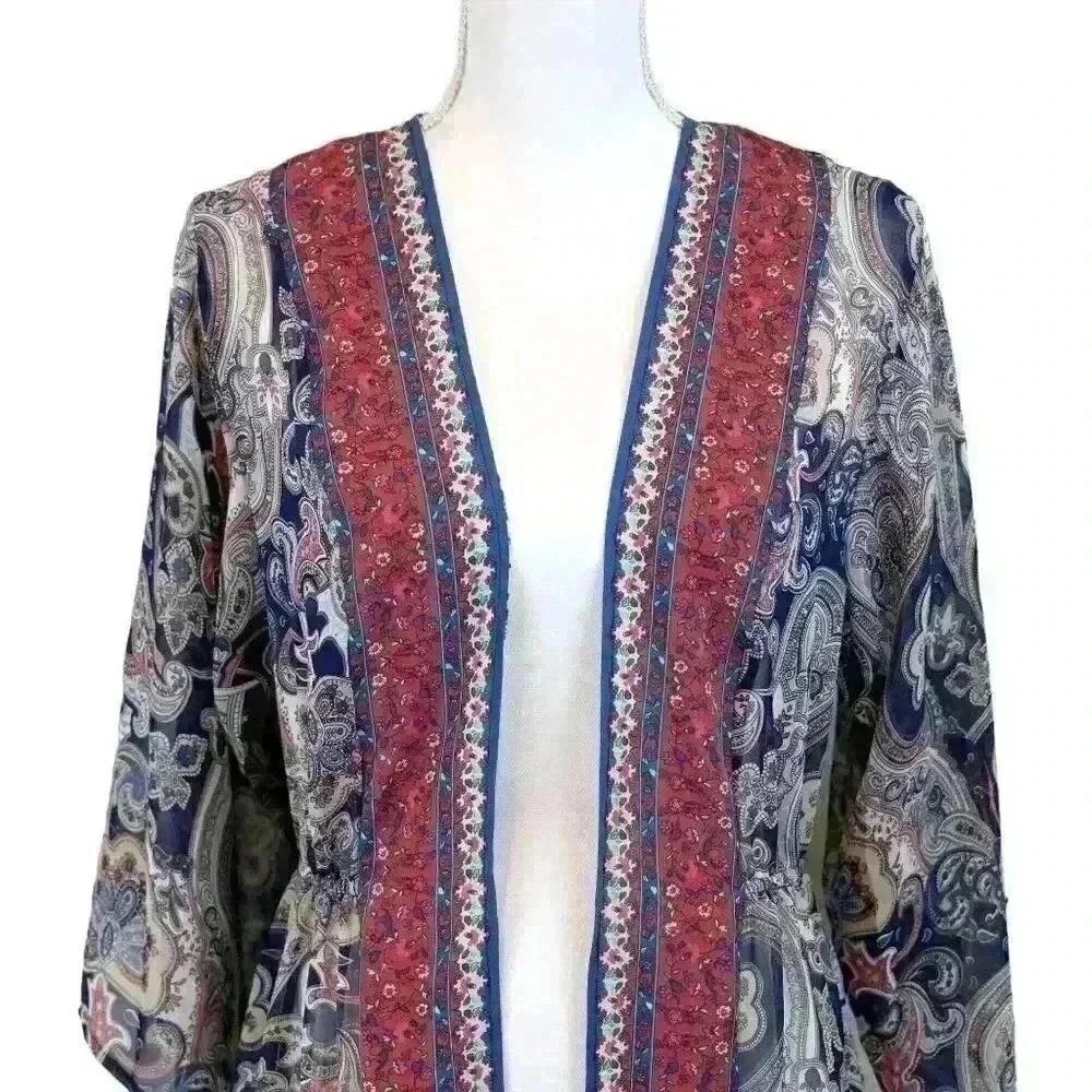 DAVI & DANI Floral Paisley Sheer Kimono Duster – Size Small - Picture 6 of 7